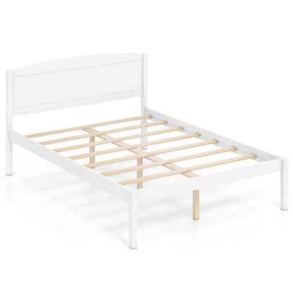 Bed frame full-size wooden platform with curved headboard in white, DirectDeals on Tampa Home & Garden Store