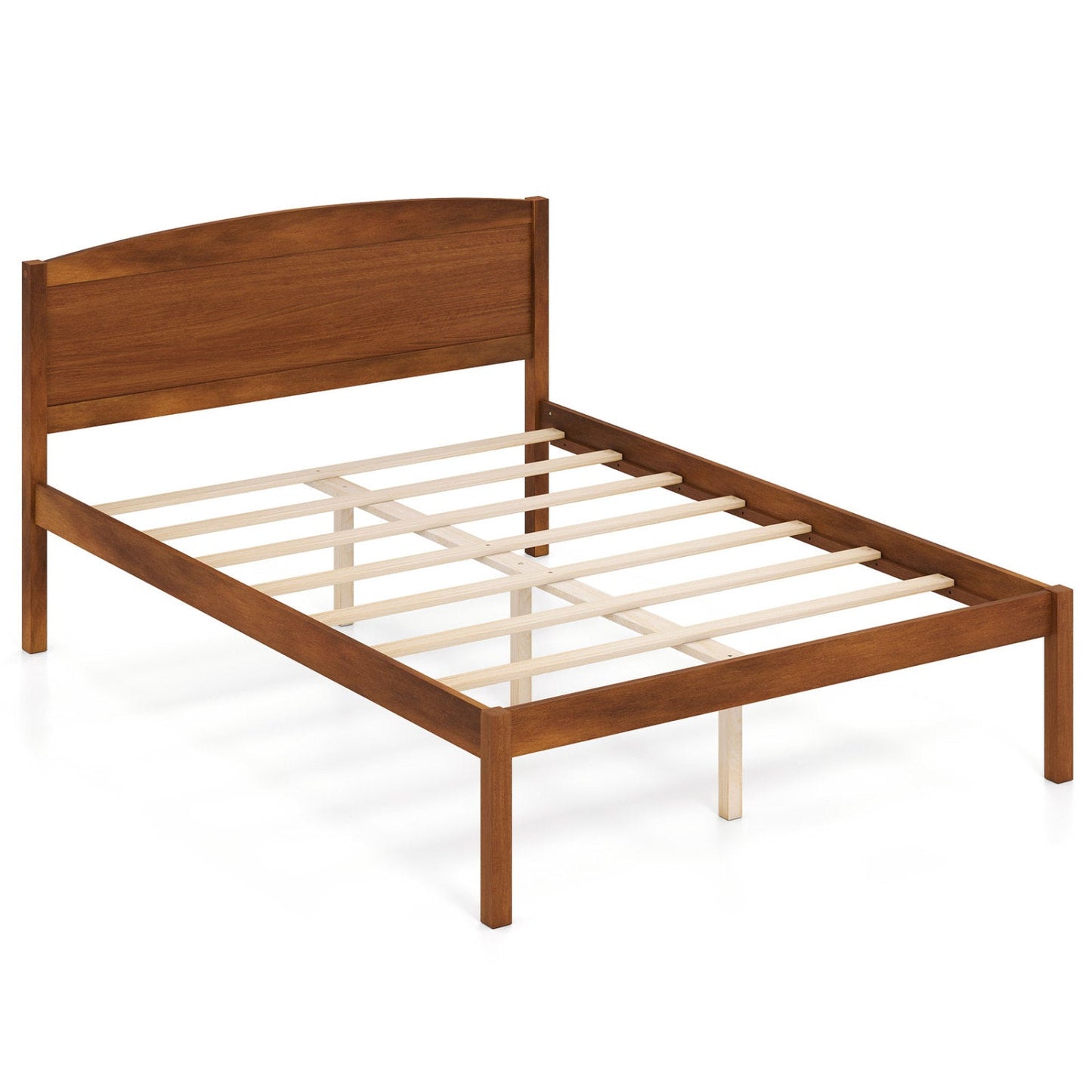 Bed Frame DirectDeals full-size wooden platform bed with curved headboard brown on Tampa Home & Garden Store