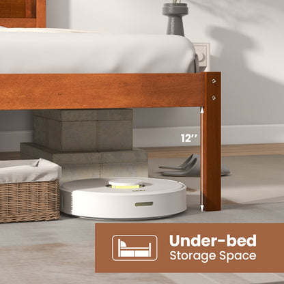 Base de cama Twin/Full/Queen con cabecero de madera y soporte de listones - Tamaño matrimonial