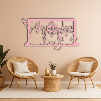 Funny Cats Taking Selfie Silhouette - Pink Metal Wall Art - KAFGP159 - Tampa Home & Garden Store