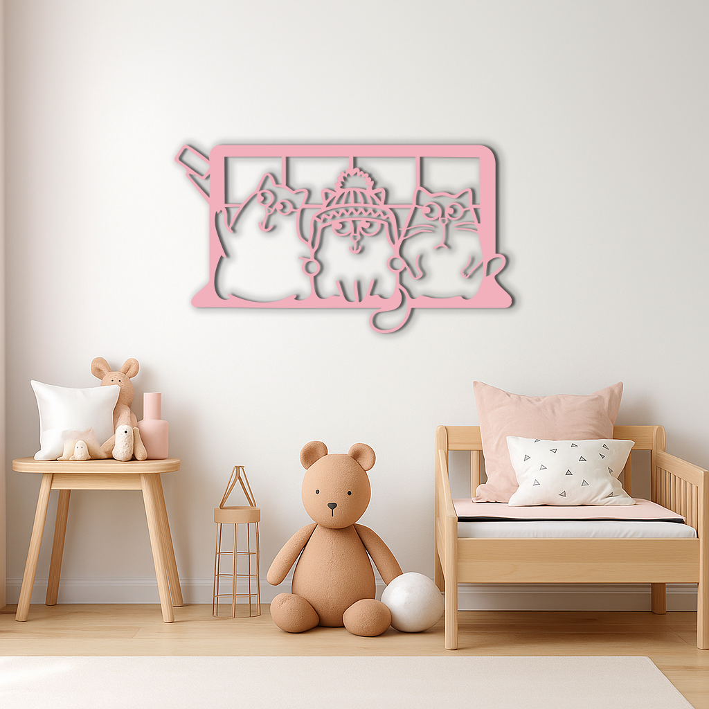 Funny Cats Taking Selfie Silhouette - Pink Metal Wall Art - KAFGP159 - Tampa Home & Garden Store