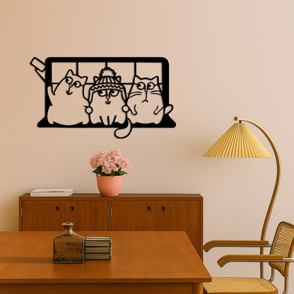 Funny Cats Taking Selfie Silhouette - Pink Metal Wall Art - KAFGP159 - Tampa Home & Garden Store