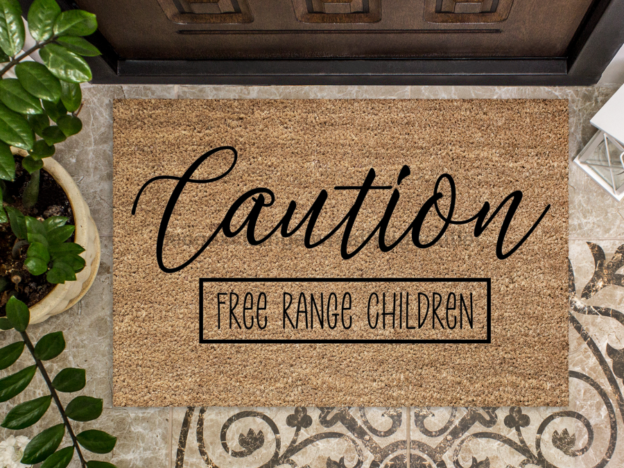 Funny Children Doormat "Caution: Free Range Children" Beware Children Doormat - Tampa Home & Garden Store
