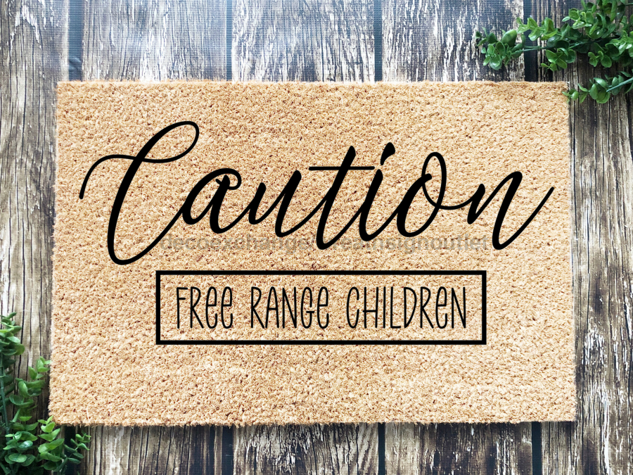 Funny Children Doormat "Caution: Free Range Children" Beware Children Doormat - Tampa Home & Garden Store