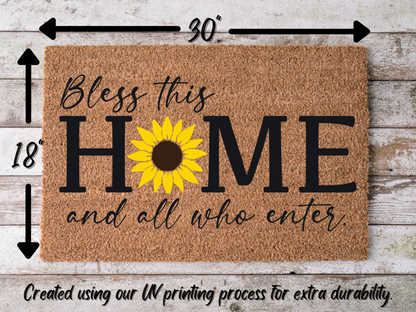 Funny Doormat, Coir Doormat, Welcome Mat, Housewarming Gift, Bless This Home and All Who Enter Doormat, Front Door Doormat, Sunflower Doormat, New Homeowner Gift DECOE-CM-149 - Tampa Home & Garden Store