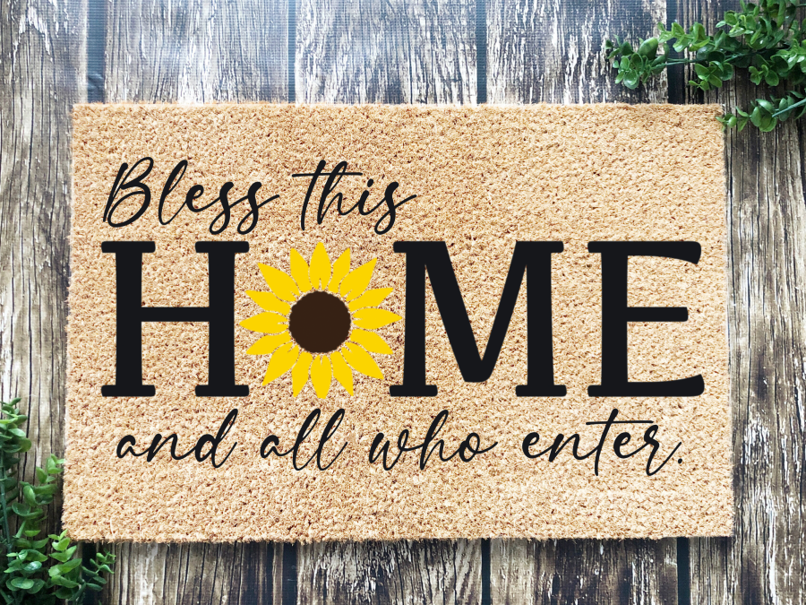 Funny Doormat, Coir Doormat, Welcome Mat, Housewarming Gift, Bless This Home and All Who Enter Doormat, Front Door Doormat, Sunflower Doormat, New Homeowner Gift DECOE-CM-149 - Tampa Home & Garden Store