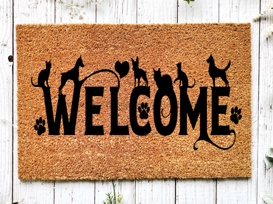 Funny Doormat, Coir Doormat, Welcome Mat, Housewarming Gift, Cats and Dogs Welcome Doormat, Cats and Dogs Front Door Doormat, Welcome Doormat, New Homeowner Gift DECOE-CM-091 - Tampa Home & Garden Store