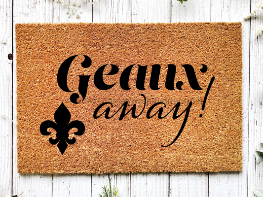 Funny Doormat, Coir Doormat, Welcome Mat, Housewarming Gift, Geaux Away Doormat, Front Door Doormat, Fleur de Lis Doormat, New Homeowner Gift DECOE-CM-153 - Tampa Home & Garden Store