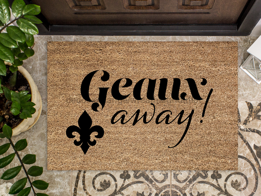 Funny Doormat, Coir Doormat, Welcome Mat, Housewarming Gift, Geaux Away Doormat, Front Door Doormat, Fleur de Lis Doormat, New Homeowner Gift DECOE-CM-153 - Tampa Home & Garden Store