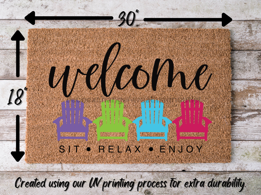 Funny Doormat, Coir Doormat, Welcome Mat, Housewarming Gift, Welcome Sit Relax Enjoy Doormat, Beach Chairs Front Door Doormat, Welcome Doormat, New Homeowner Gift DECOE-CM-106 - Tampa Home & Garden Store