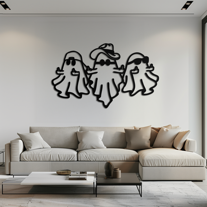 Funny Gangster Ghosts Metal Wall Art – Halloween Cool Spirits Decor-KAF613 - Tampa Home & Garden Store