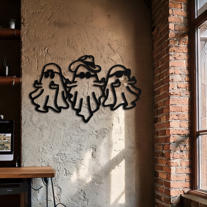 Funny Gangster Ghosts Metal Wall Art – Halloween Cool Spirits Decor-KAF613 - Tampa Home & Garden Store