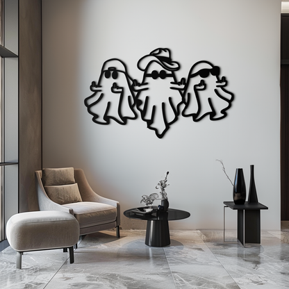 Funny Gangster Ghosts Metal Wall Art – Halloween Cool Spirits Decor-KAF613 - Tampa Home & Garden Store