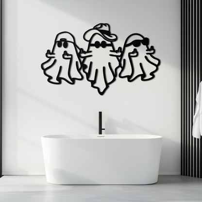 Funny Gangster Ghosts Metal Wall Art – Halloween Cool Spirits Decor-KAF613 - Tampa Home & Garden Store