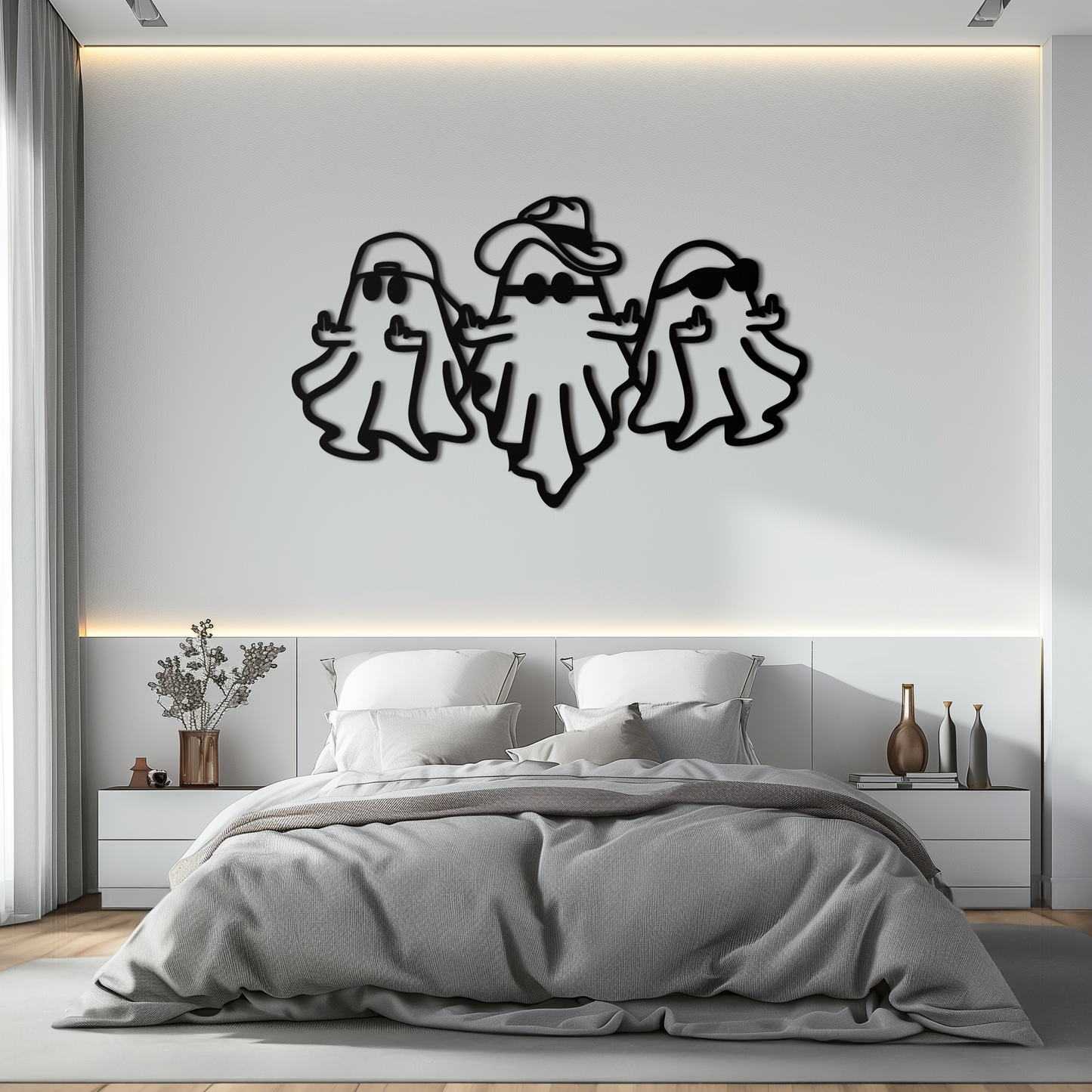 Funny Gangster Ghosts Metal Wall Art – Halloween Cool Spirits Decor-KAF613 - Tampa Home & Garden Store