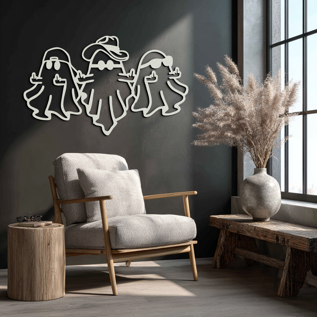 Funny Gangster Ghosts Metal Wall Art – Halloween Cool Spirits Decor-KAF613 - Tampa Home & Garden Store