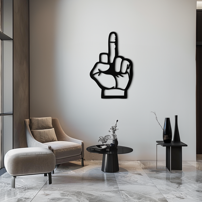 Funny Middle Finger Metal Wall Art – Bold and Playful Black Home Decor- KAF562 - Tampa Home & Garden Store