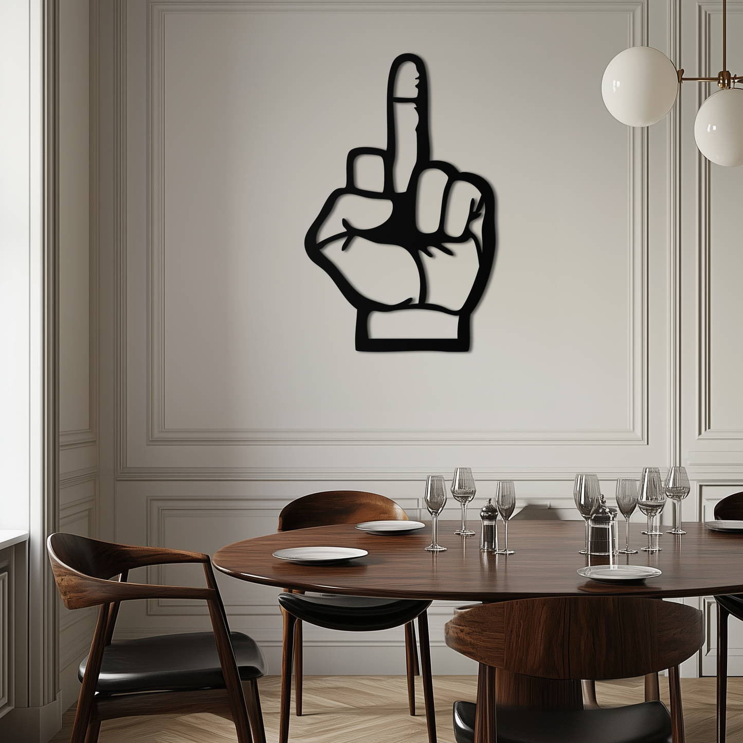 Funny Middle Finger Metal Wall Art – Bold and Playful Black Home Decor- KAF562 - Tampa Home & Garden Store