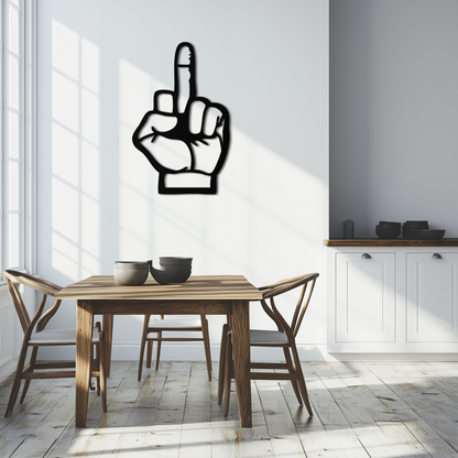 Funny Middle Finger Metal Wall Art – Bold and Playful Black Home Decor- KAF562 - Tampa Home & Garden Store