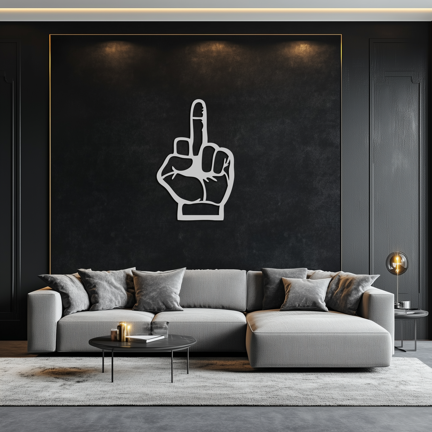 Funny Middle Finger Metal Wall Art – Bold and Playful Black Home Decor- KAF562 - Tampa Home & Garden Store