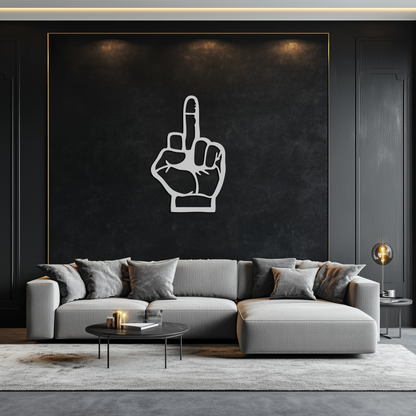 Funny Middle Finger Metal Wall Art – Bold and Playful Black Home Decor- KAF562 - Tampa Home & Garden Store