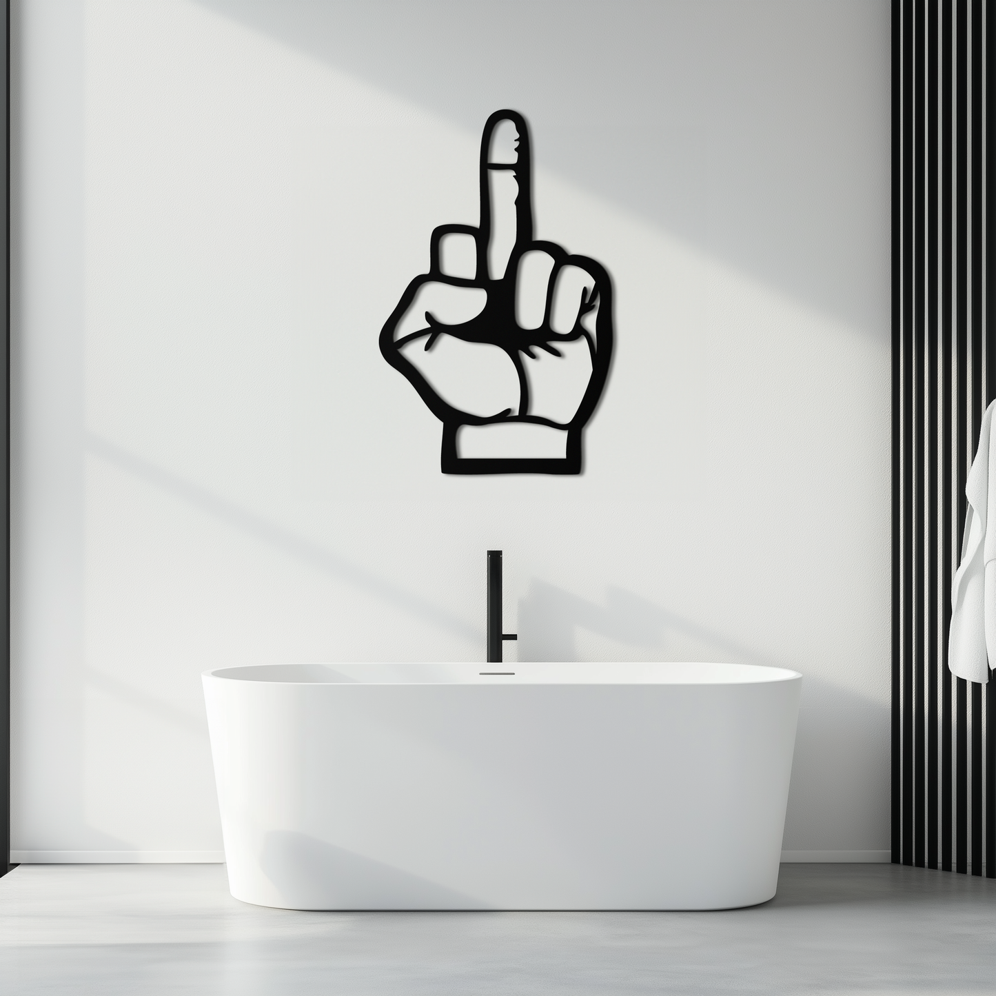 Funny Middle Finger Metal Wall Art – Bold and Playful Black Home Decor- KAF562 - Tampa Home & Garden Store