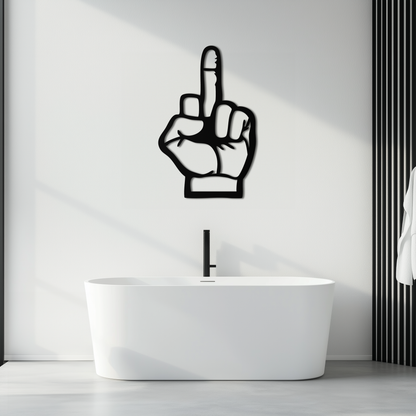 Funny Middle Finger Metal Wall Art – Bold and Playful Black Home Decor- KAF562 - Tampa Home & Garden Store