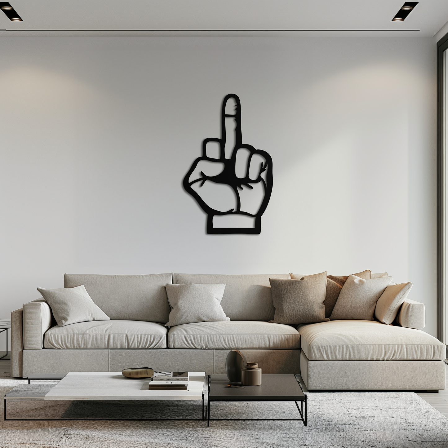 Funny Middle Finger Metal Wall Art – Bold and Playful Black Home Decor- KAF562 - Tampa Home & Garden Store