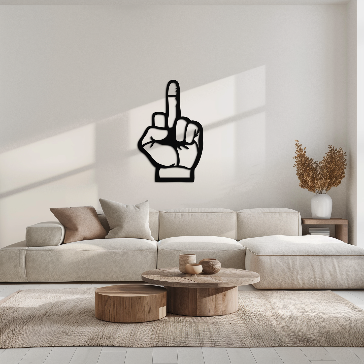 Funny Middle Finger Metal Wall Art – Bold and Playful Black Home Decor- KAF562 - Tampa Home & Garden Store