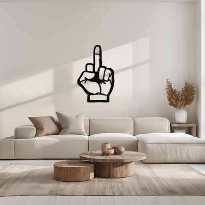 Funny Middle Finger Metal Wall Art – Bold and Playful Black Home Decor- KAF562 - Tampa Home & Garden Store