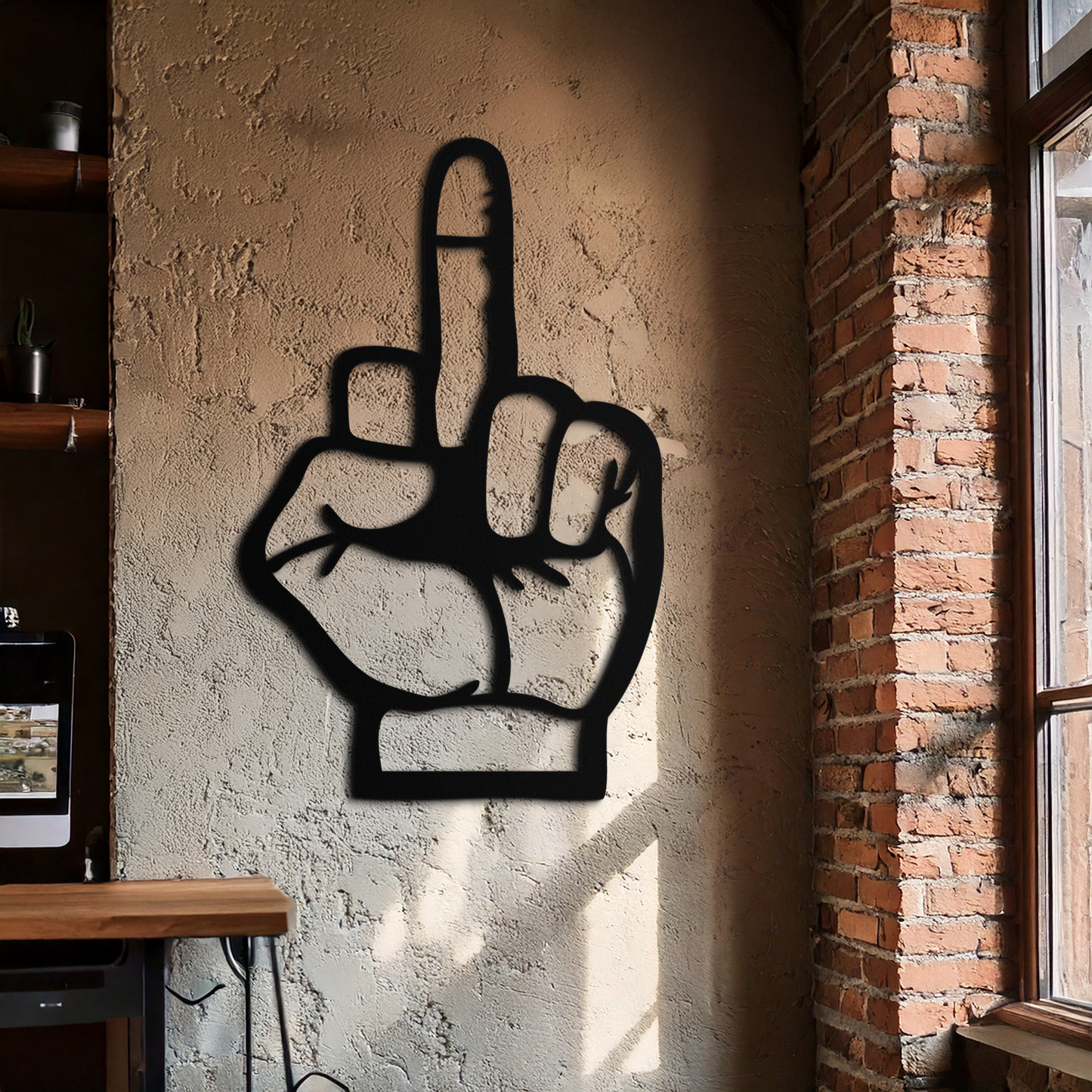 Funny Middle Finger Metal Wall Art – Bold and Playful Black Home Decor- KAF562 - Tampa Home & Garden Store