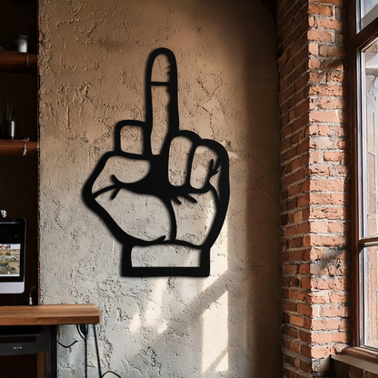 Funny Middle Finger Metal Wall Art – Bold and Playful Black Home Decor- KAF562 - Tampa Home & Garden Store