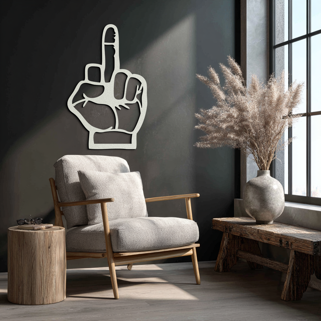 Funny Middle Finger Metal Wall Art – Bold and Playful Black Home Decor- KAF562 - Tampa Home & Garden Store