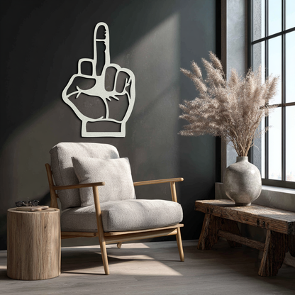 Funny Middle Finger Metal Wall Art – Bold and Playful Black Home Decor- KAF562 - Tampa Home & Garden Store