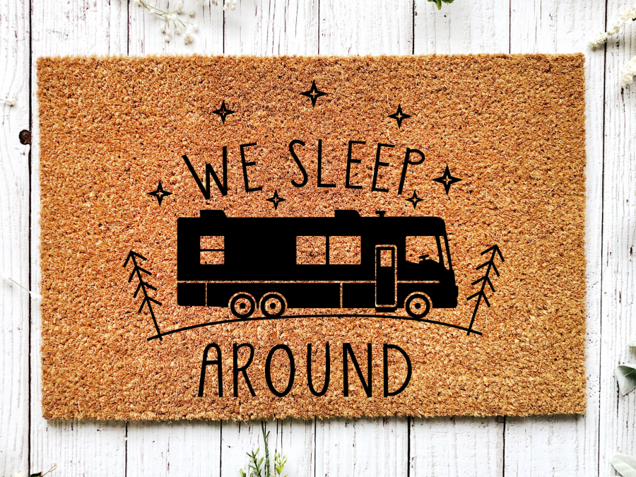 Funny RV Doormat "We Sleep Around" Camper Doormat - Tampa Home & Garden Store