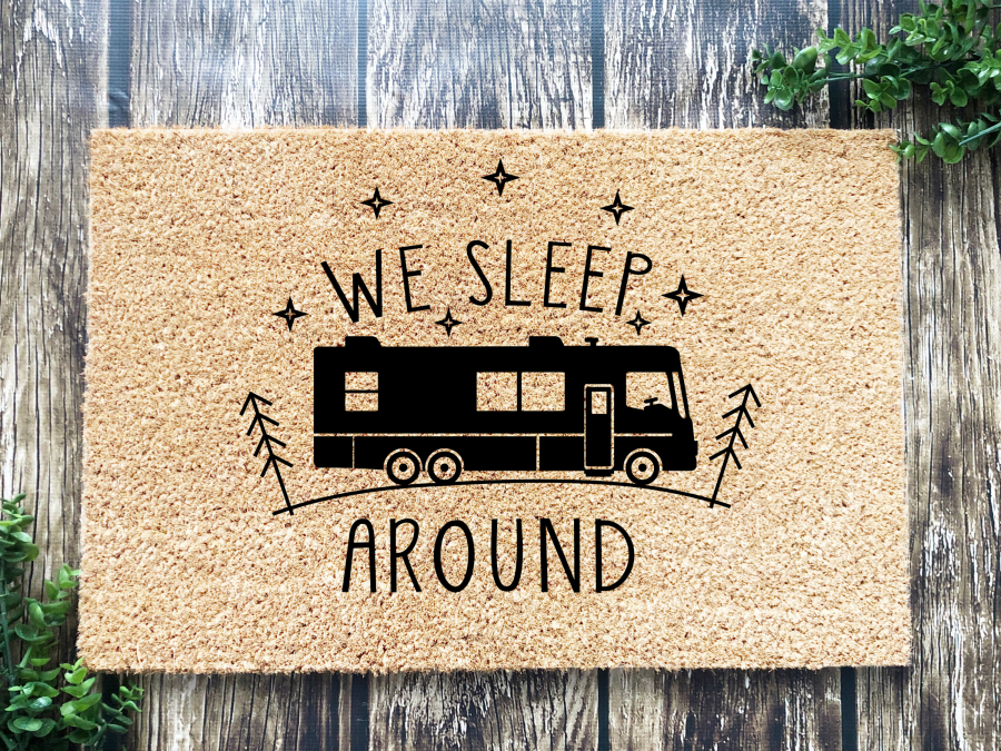 Funny RV Doormat "We Sleep Around" Camper Doormat - Tampa Home & Garden Store