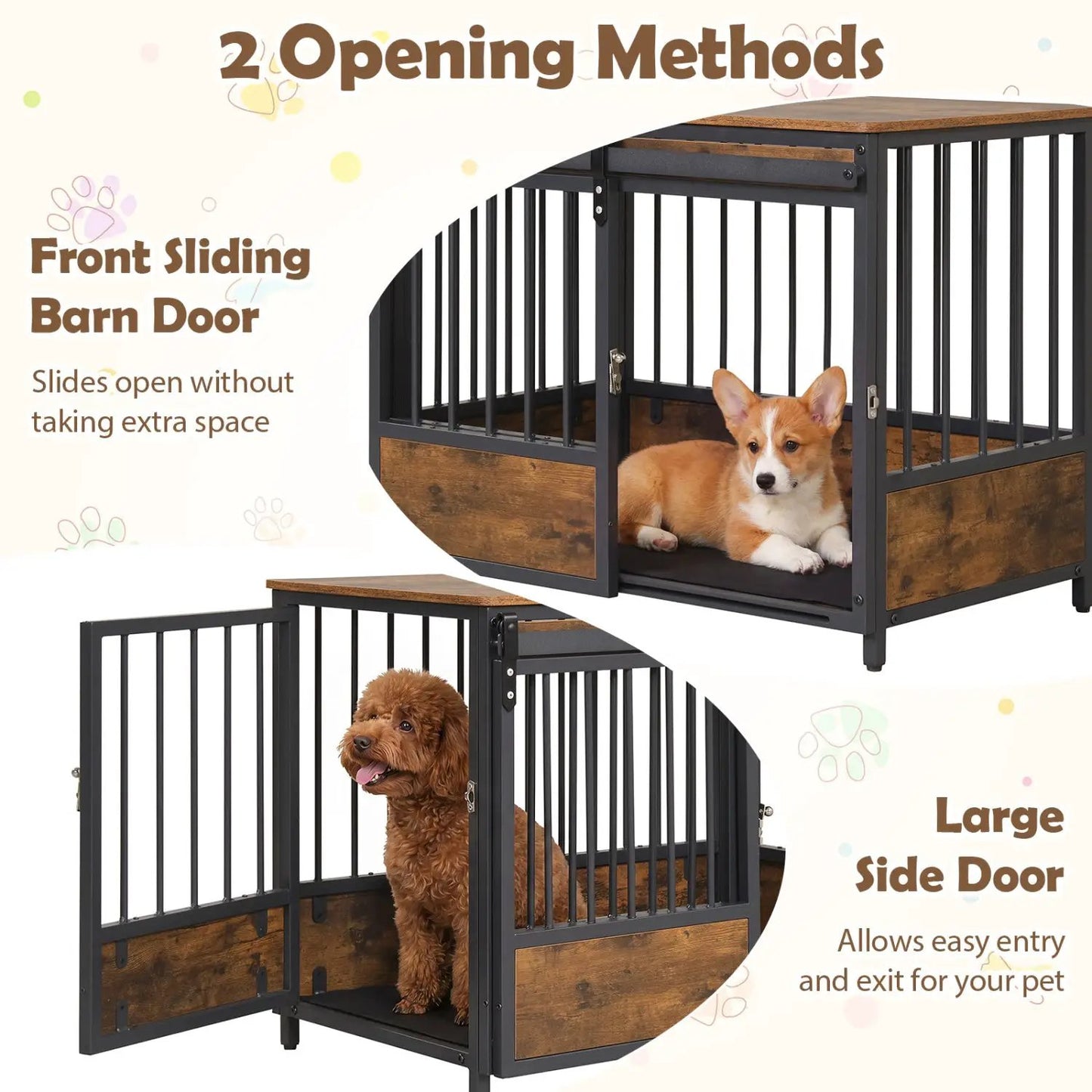 Dog Crate Furniture With Sliding Barn Door Mat
