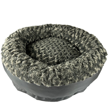 Dog Bed - Round Bolstered Furvana gray faux fur interior by American Dog on Tampa Home & Garden Store