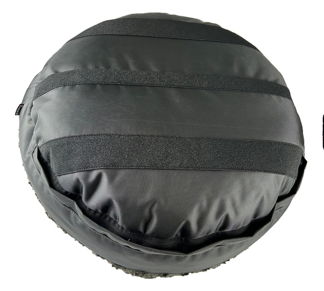 Dog Bed Round Bolstered Furvana™ by American Dog, black/gray nylon exterior on Tampa Home & Garden Store