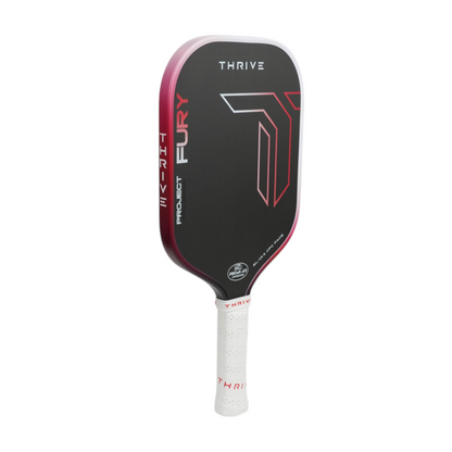 Thrive FURY Elongated 15.5 mm Gen 3.5 pickleball paddle with black face pink edge and white grip on Tampa Home & Garden Store