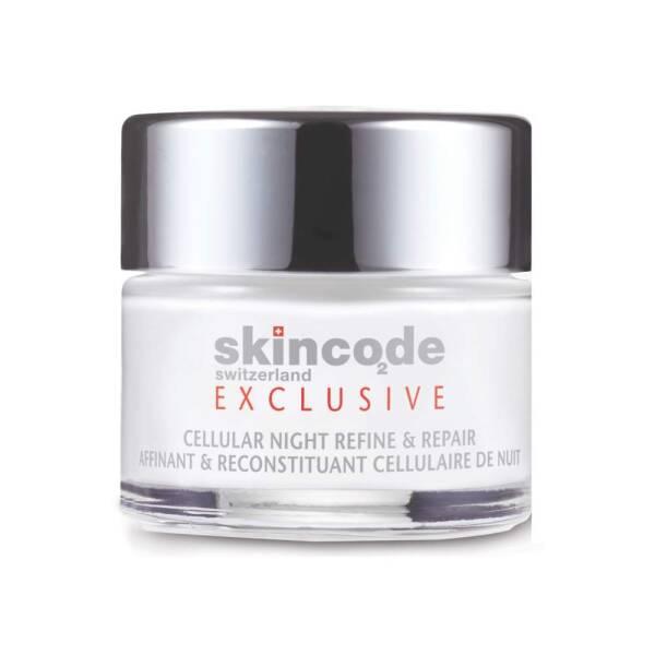 Skincode Cellular Night Refine & Repair night cream jar, white glass container with silver lid on Tampa Home & Garden Store