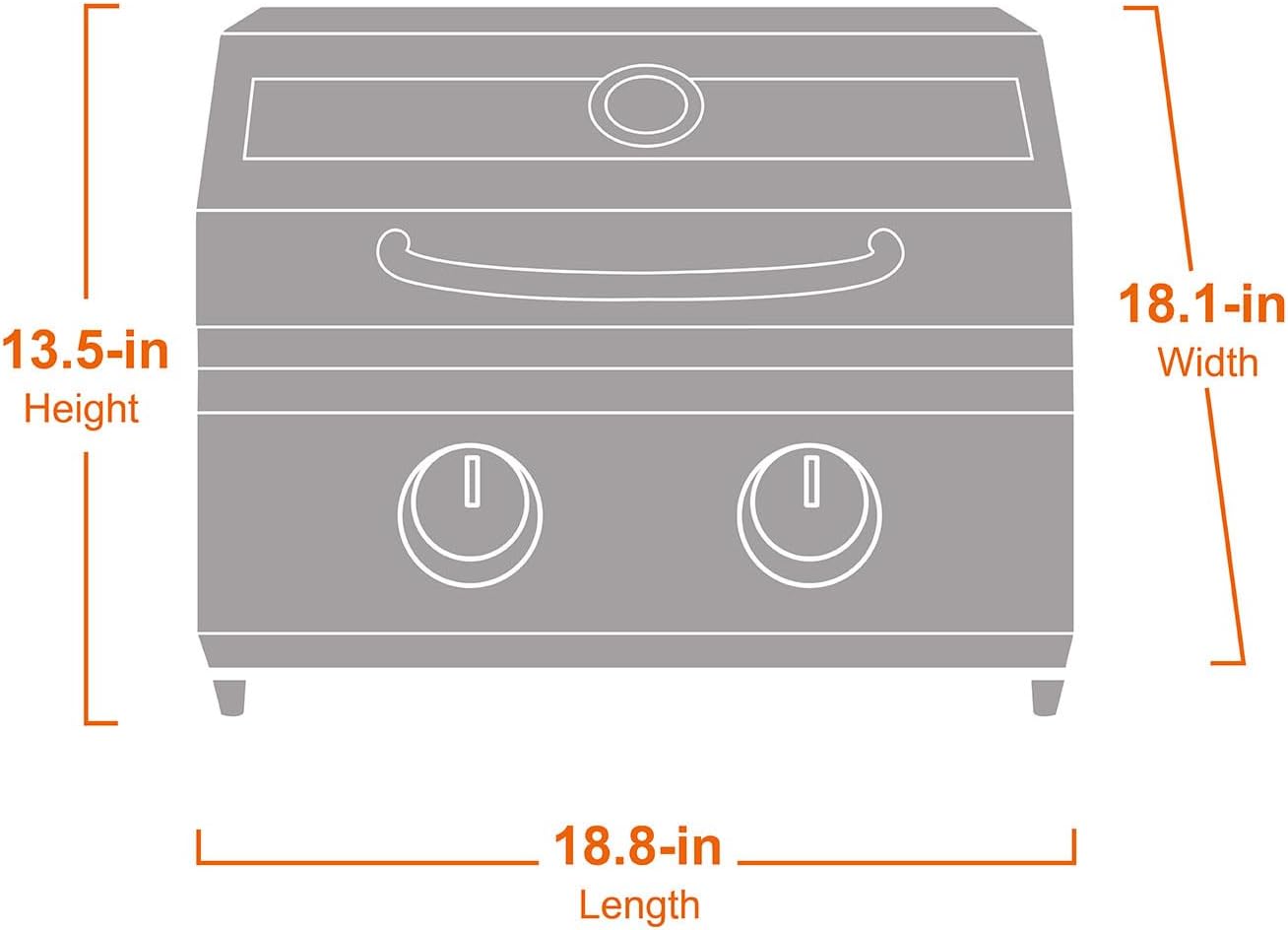 Monument Grills G22 stainless tabletop propane grill with two knobs on Tampa Home & Garden Store