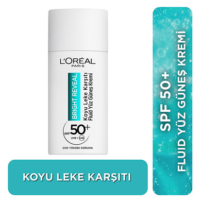 L’Oréal Paris Bright Reveal SPF 50+ sunscreen in white bottle with turquoise label on Tampa Home & Garden Store