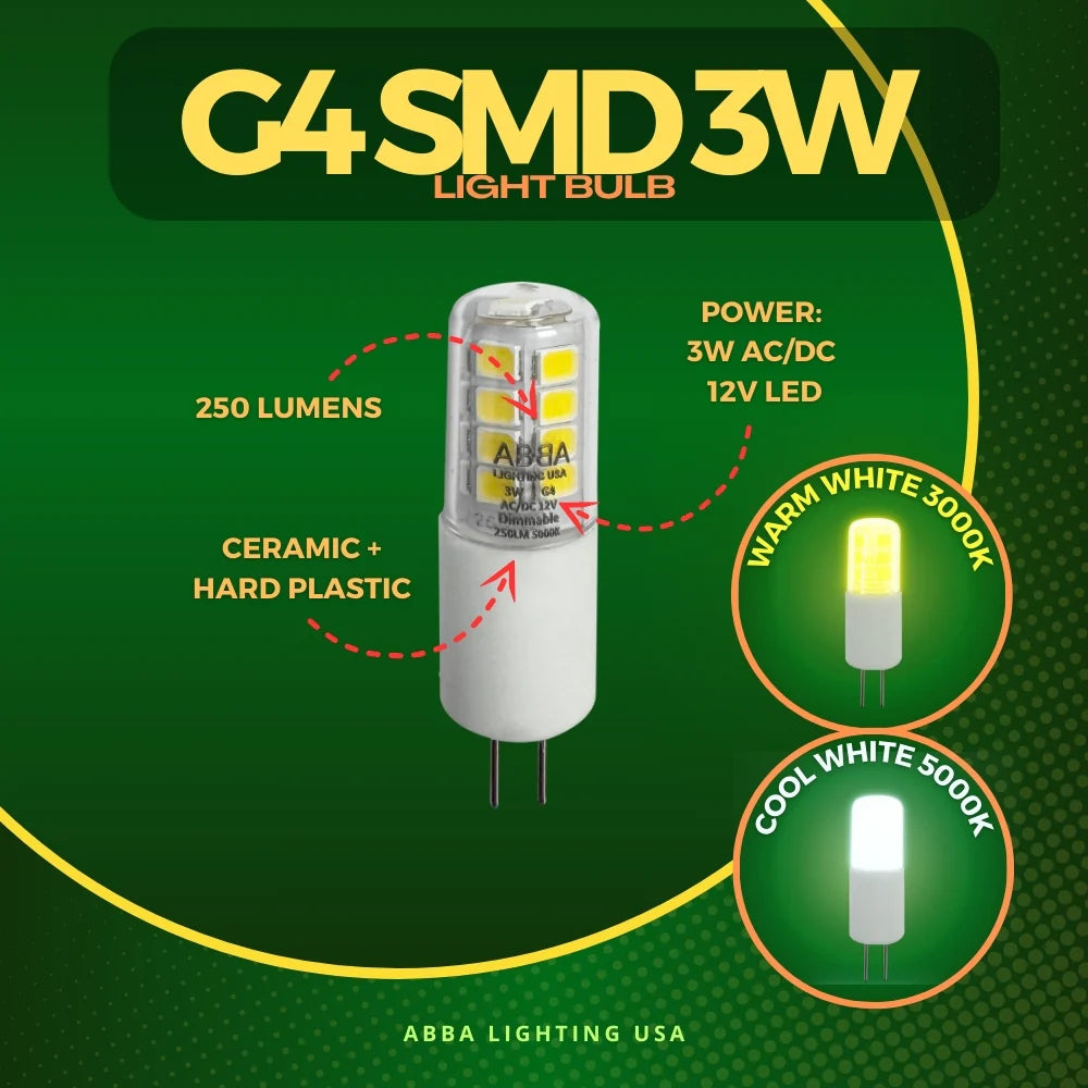G4 Dimmable SMD Bi Pin LED Capsule 12V Bulb Energy Efficient Light IP65 Waterproof