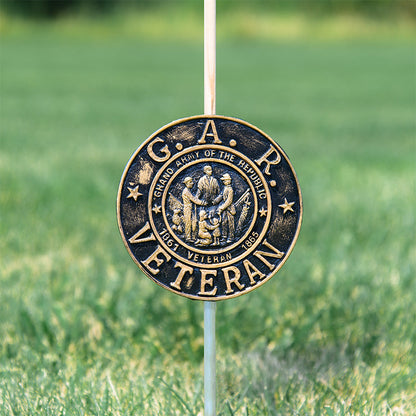 GAR Veteran Grave Marker & Flag Holder with Aluminum Ground Spike | Made in USA - Tampa Home & Garden Store