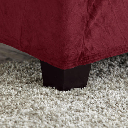 Velvet Stretch Slipcover Gale Collection by Great Bay Home in deep red over seating with seam on Tampa Home & Garden Store