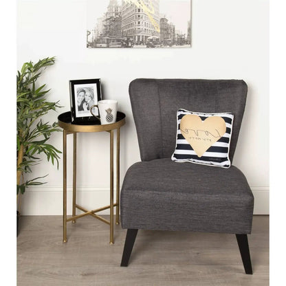 Gold Finish Metal Round Nightstand Removable Tray