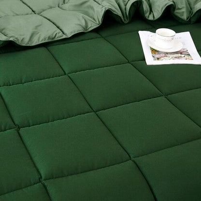 Juego de edredón tradicional reversible de 3 piezas de microfibra tamaño Full/Queen en color verde