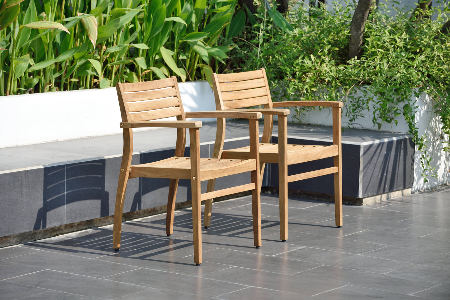 Julien FSC Teak Wood Outdoor Patio Extendable Dining Set three teak chairs LifestyleGarden on Tampa Home & Garden Store
