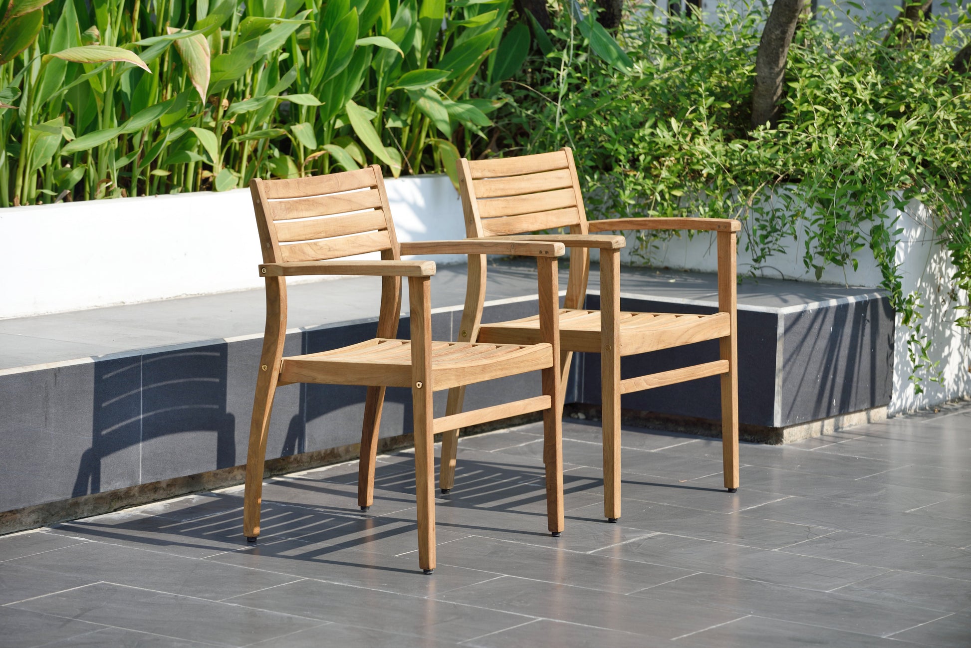 Julien FSC Teak Wood Outdoor Patio Extendable Dining Set three teak chairs LifestyleGarden on Tampa Home & Garden Store
